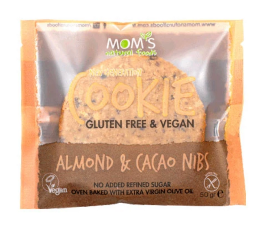 Mom’s Glutensiz Cookie Almond & Cacao Nibs 50 g